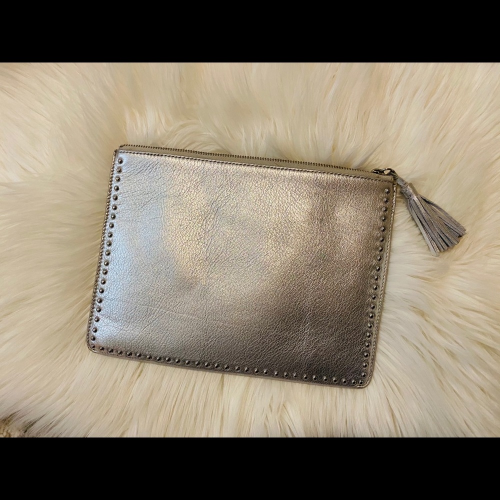 Silver clutch bag